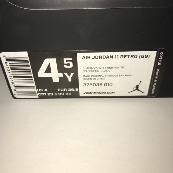 Jordan 11 Retro 2012 Playoffs Bred (GS) Size 4.5Y - Picture 3 of 16